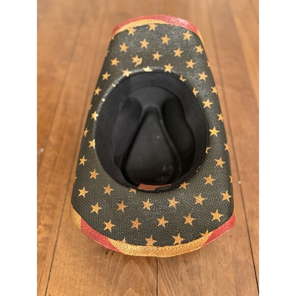 Vintage Tea Stained USA American Flag Shape It Brim Western Cowboy Hat Unisex - Picture 13 of 14